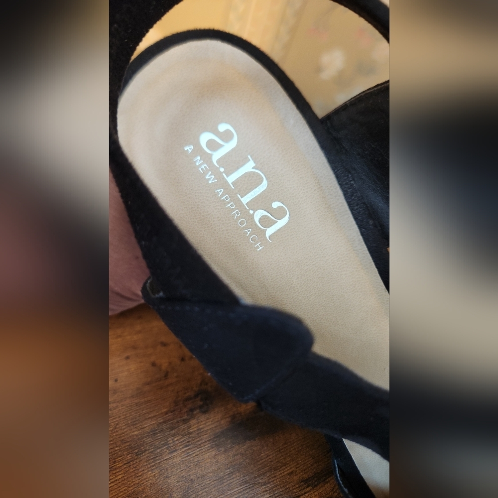 a.n.a Black Suede Wedge Sandals - Picture 3 of 4